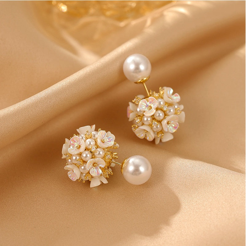 14K Gold-Plated Flower Pearl Jacket Earrings