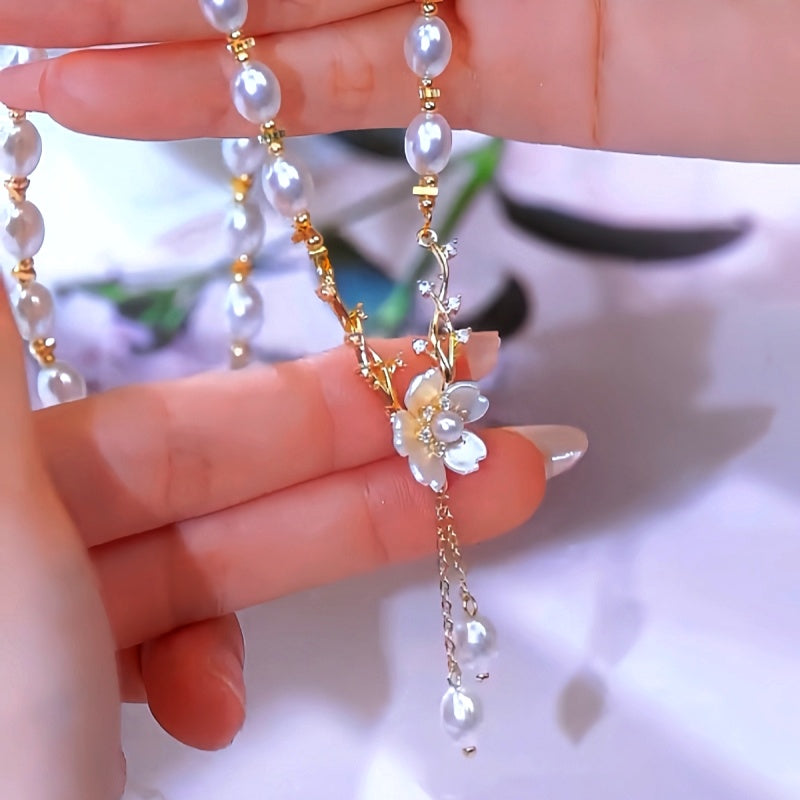 14K Gold-Plated Flower Pearl Necklaces