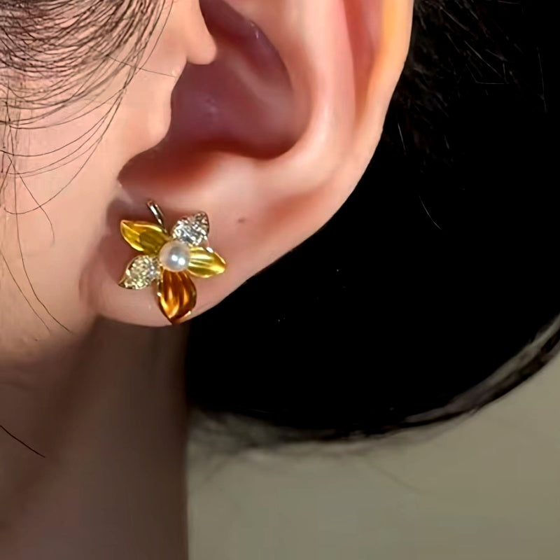 14K Gold-Plated Flower Stud Earrings