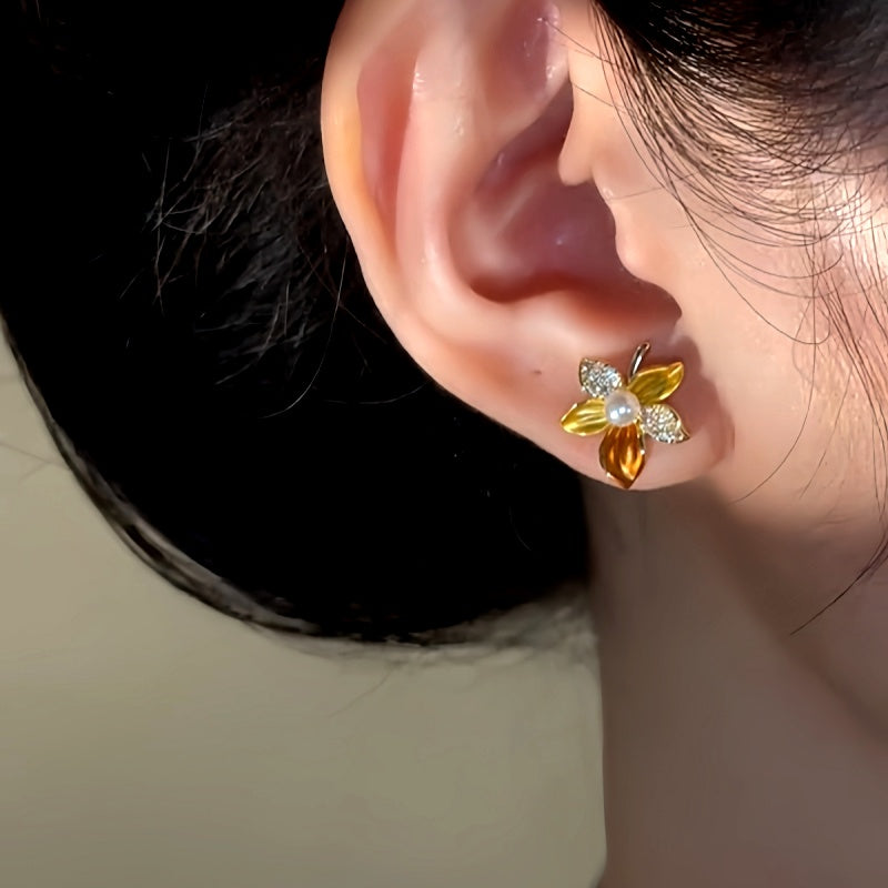 14K Gold-Plated Flower Stud Earrings
