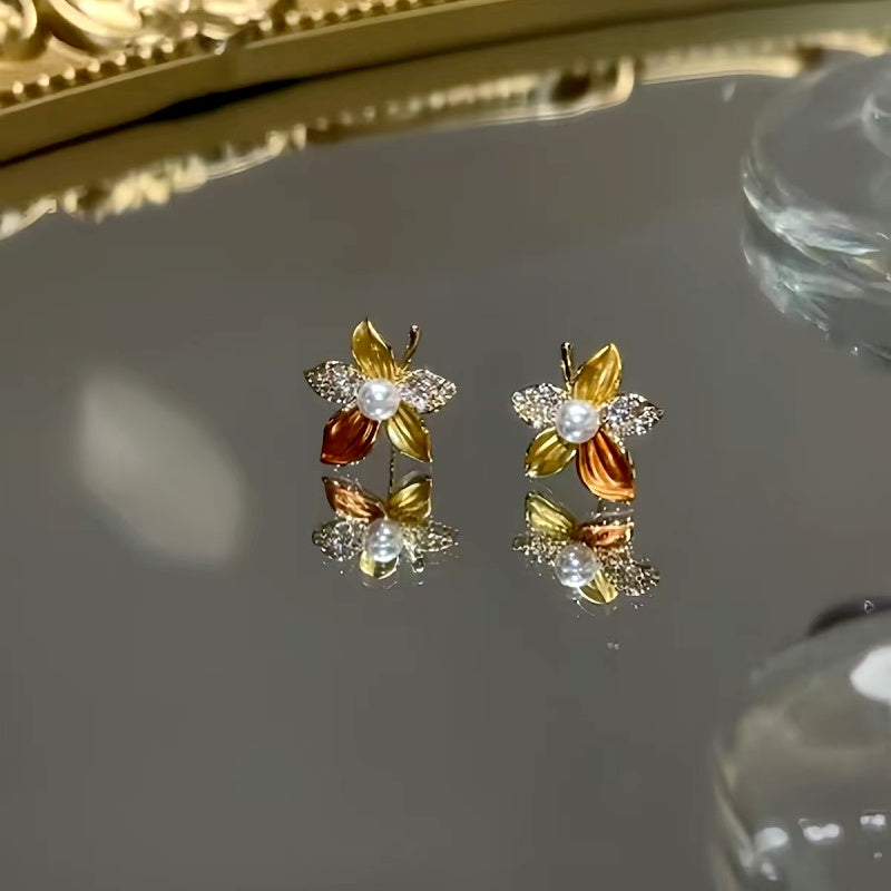 14K Gold-Plated Flower Stud Earrings