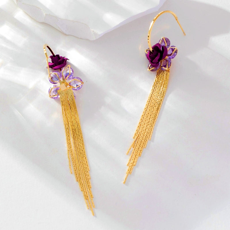 14K Gold-Plated Flower Tassel Earrings