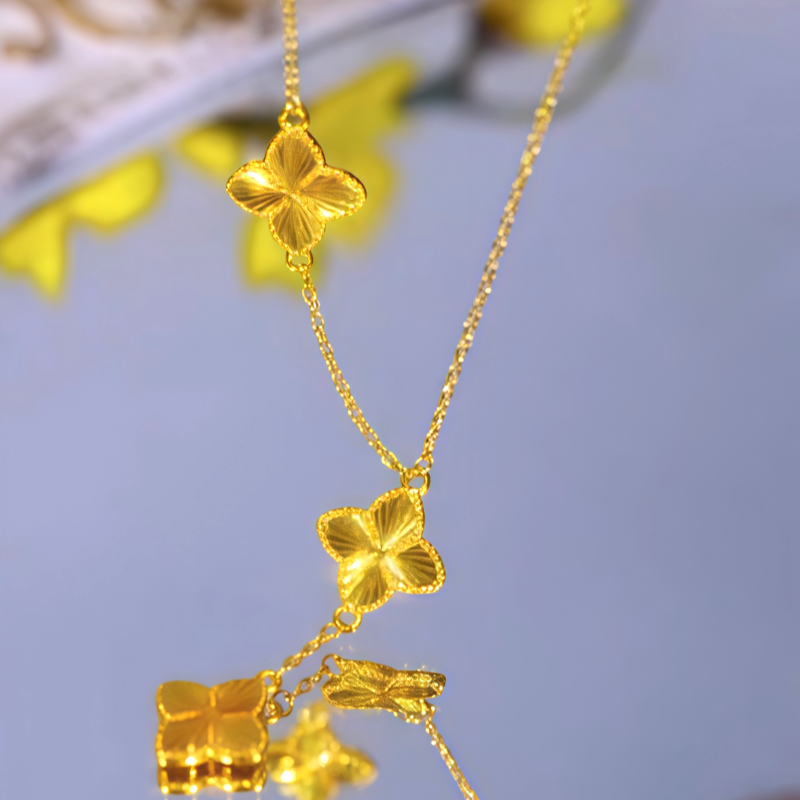 14K Gold-Plated Four-Leaf Clover Necklace