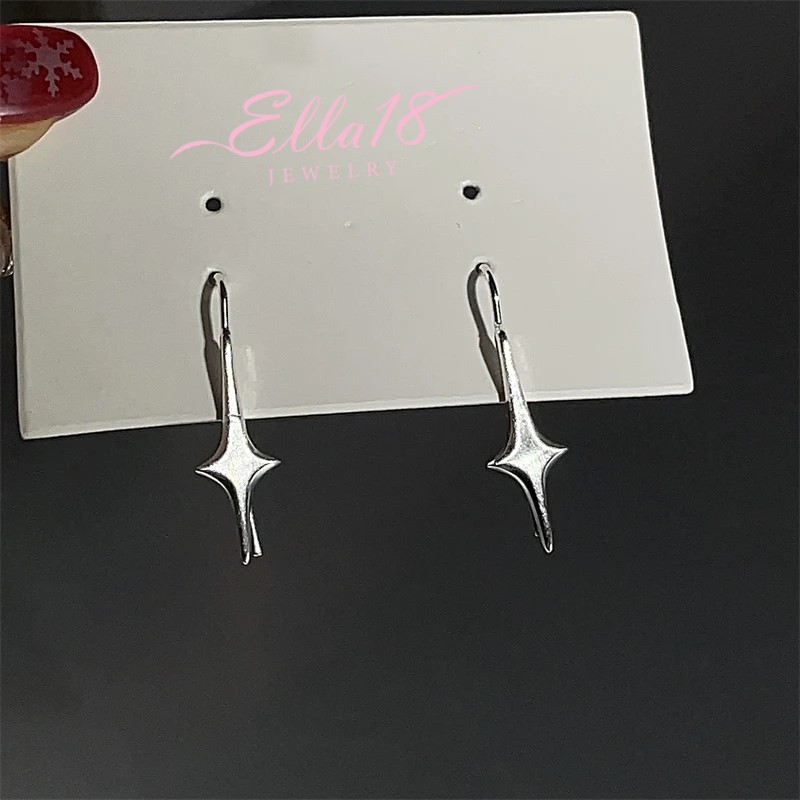 14K Gold-Plated Four-Pointed Star Ear Hook Earrings