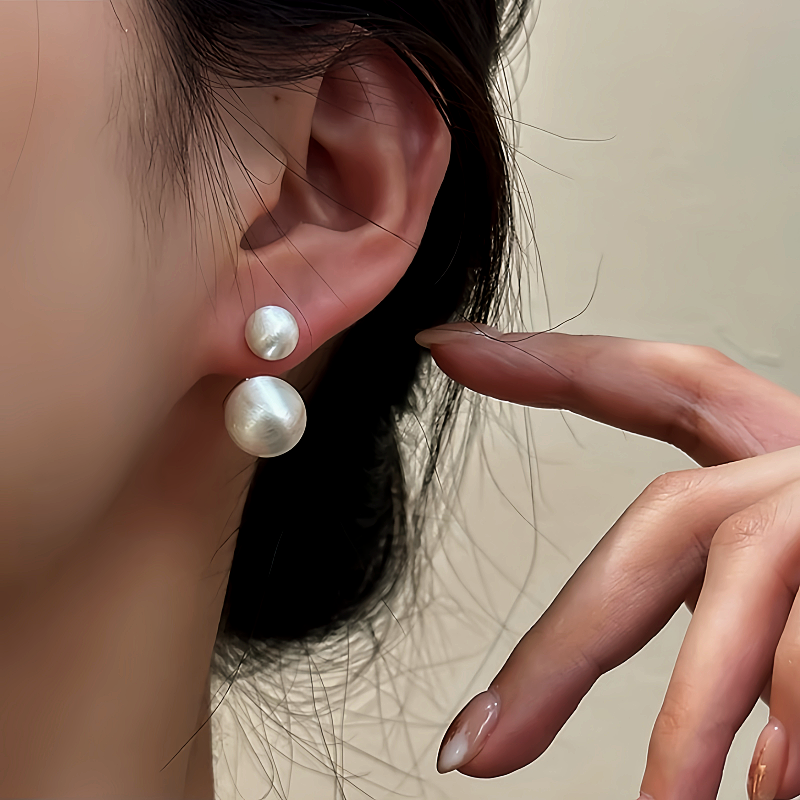 14K Gold-Plated Frosted Brushed Front And Back Ball Earrings