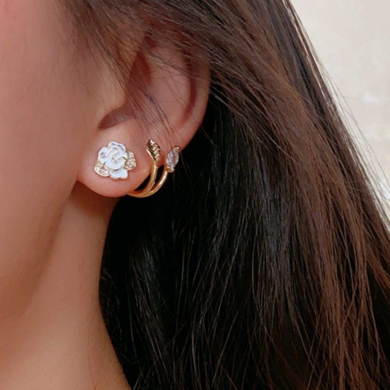 14K Gold-Plated Glaze Flower Earrings