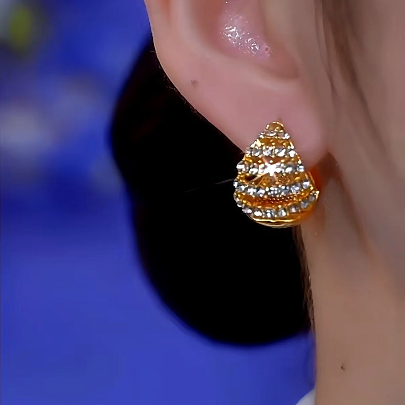 14K Gold-Plated Glaze Purple Double-Sided Water Drop Earrings
