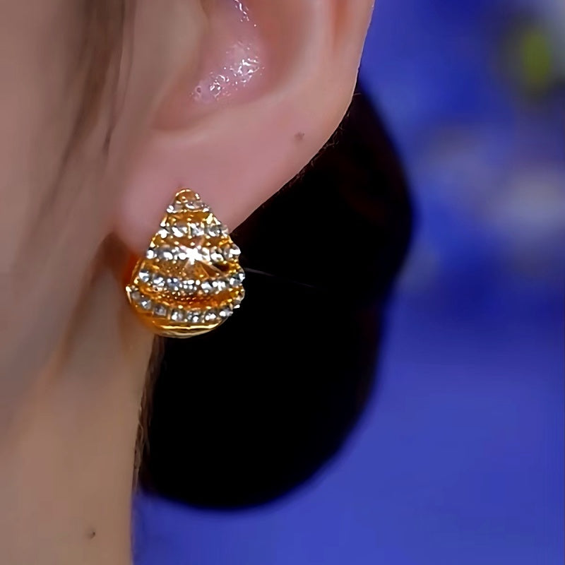 14K Gold-Plated Glaze Purple Double-Sided Water Drop Earrings