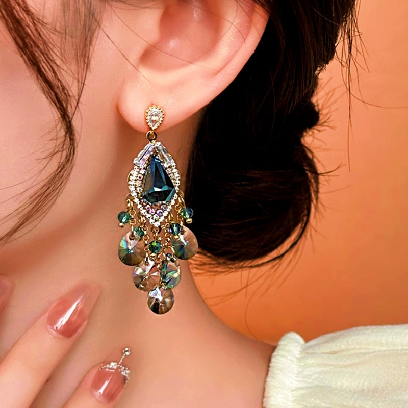 14K Gold-Plated Gradient Crystal Earrings