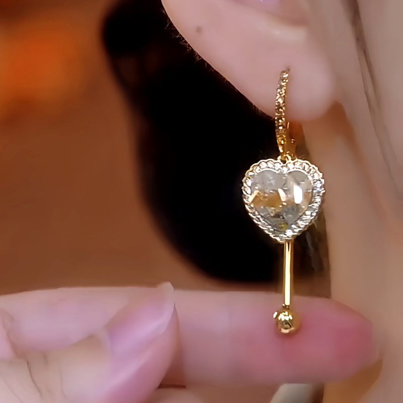14K Gold-Plated Gradient Crystal Heart Earrings