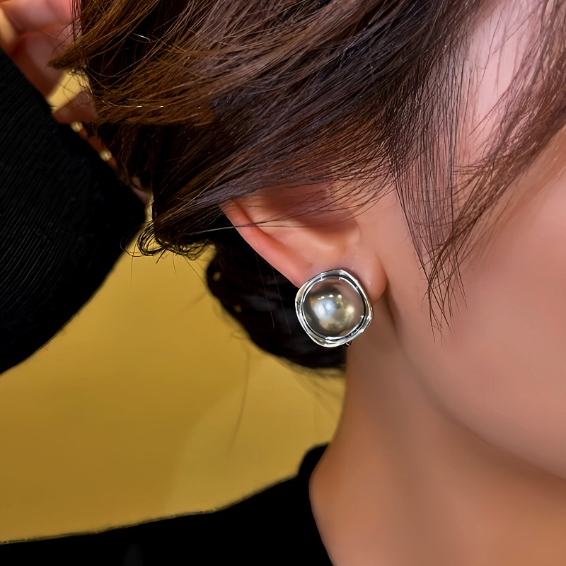 14K Gold-Plated Gray-Tone Bead Earrings