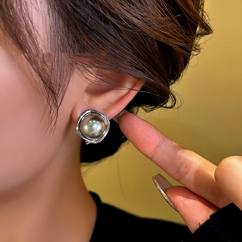 14K Gold-Plated Gray-Tone Bead Earrings