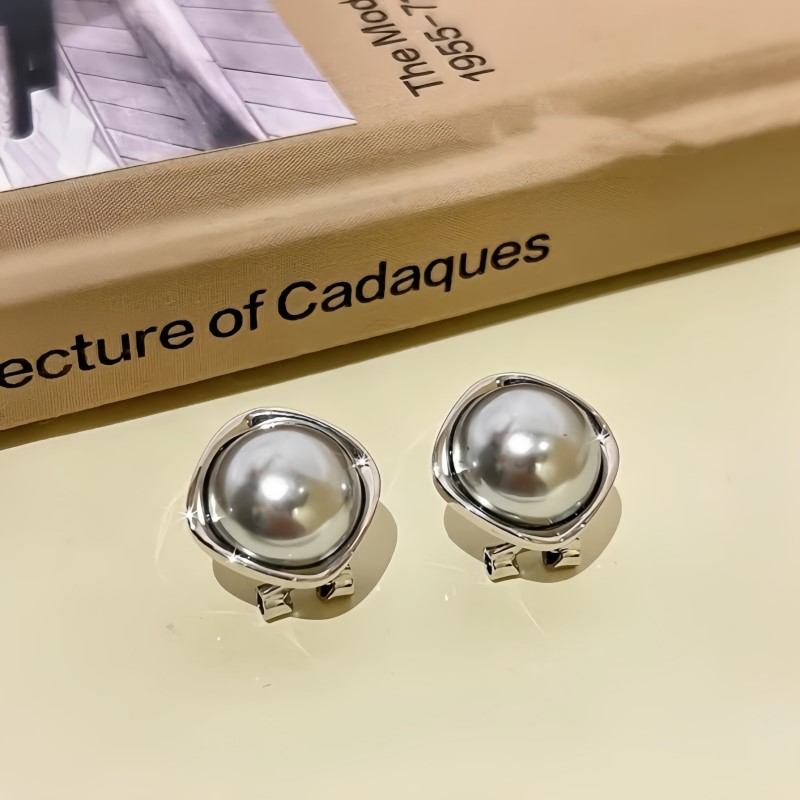 14K Gold-Plated Gray-Tone Bead Earrings