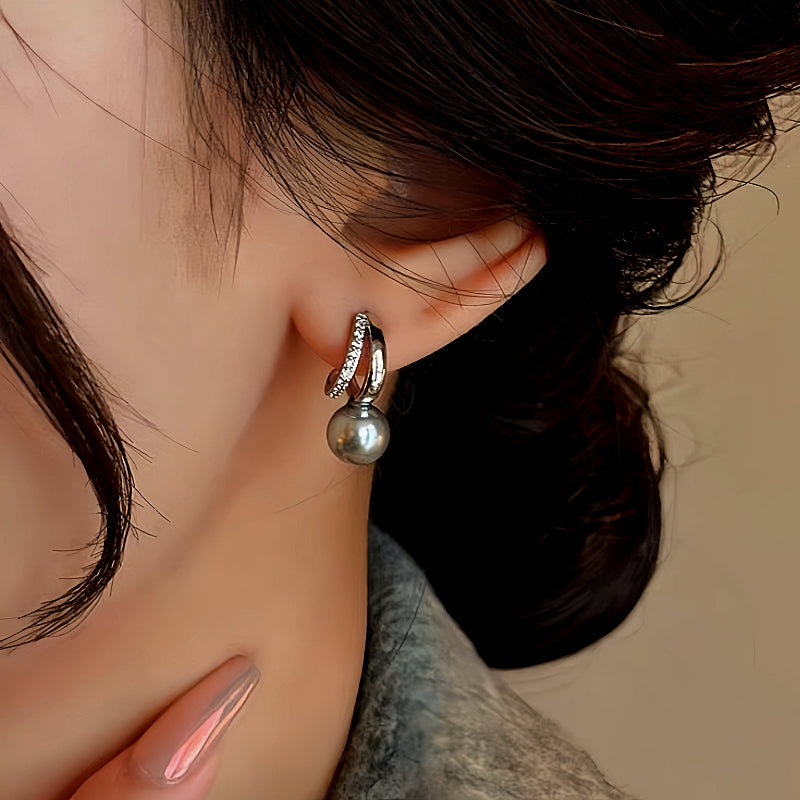 14K Gold-Plated Gray Pearl Earrings