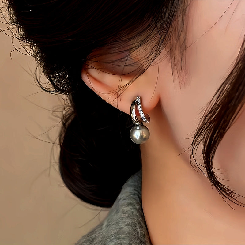 14K Gold-Plated Gray Pearl Earrings