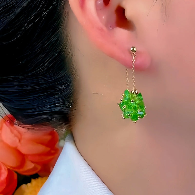 14K Gold-Plated Green Crystal Earrings