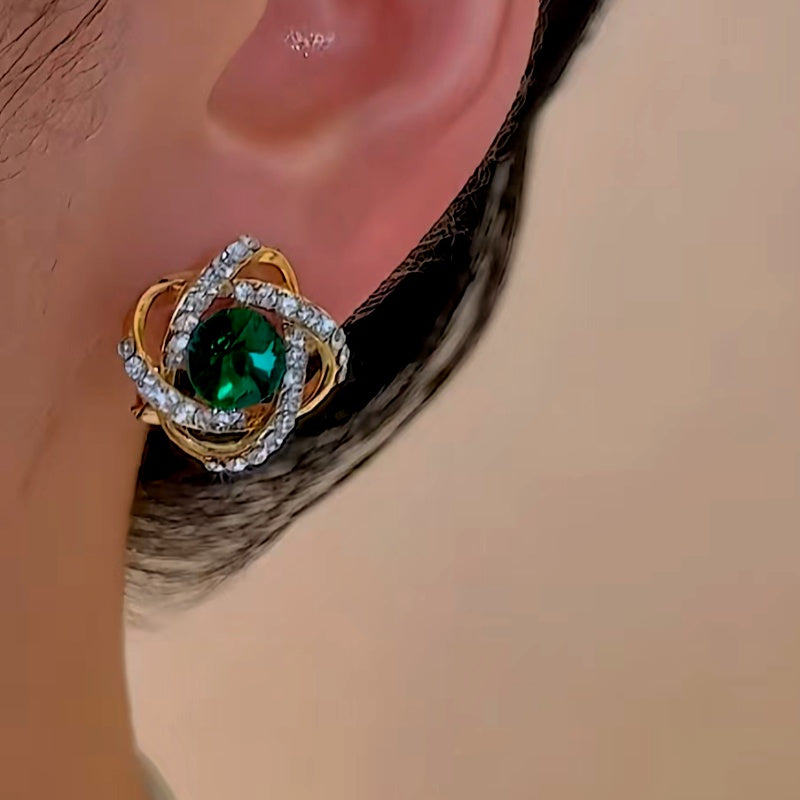 14K Gold-Plated Green Crystal Studs