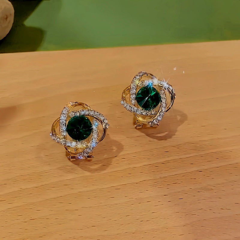 14K Gold-Plated Green Crystal Studs