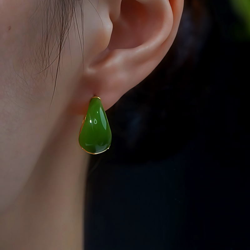 14K Gold-Plated Green Water Drop Earrings