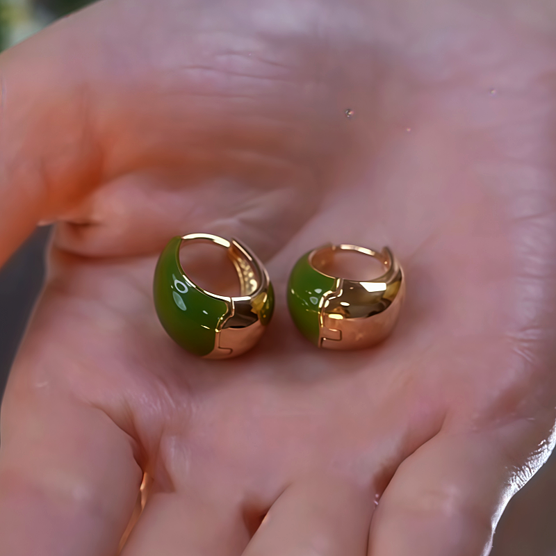 14K Gold-Plated Green Water Drop Earrings