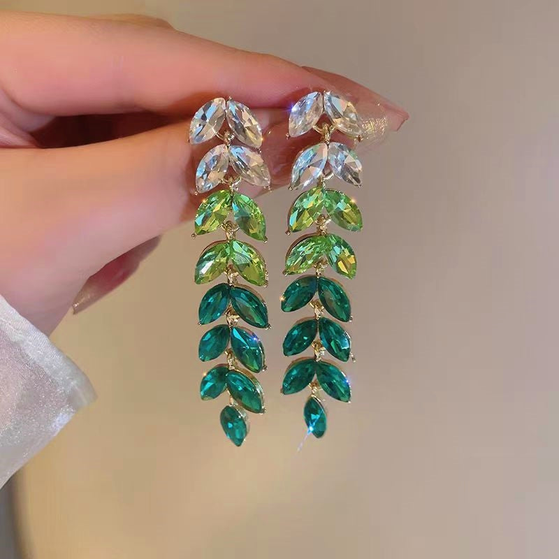 14K Gold-Plated Green Wheat Tassel Earrings