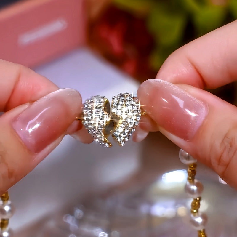 14K Gold-Plated Heart-Design Pearl Magnetic Necklaces