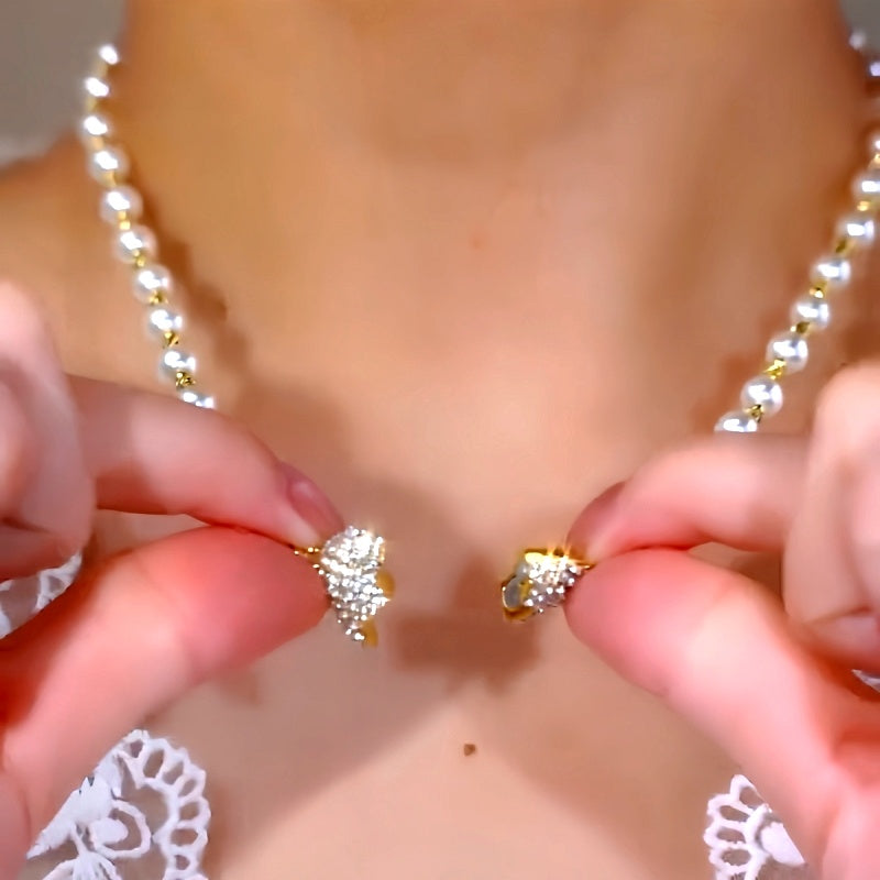 14K Gold-Plated Heart-Design Pearl Magnetic Necklaces
