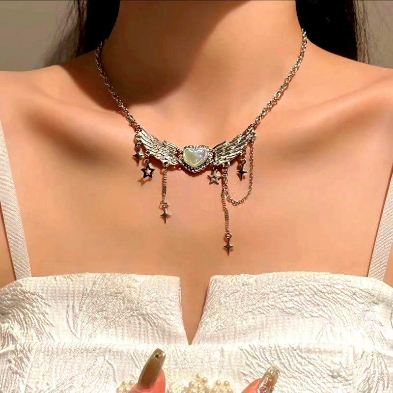 14K Gold-Plated Heart Wings And Star Tassel Necklaces
