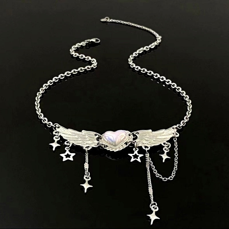 14K Gold-Plated Heart Wings And Star Tassel Necklaces