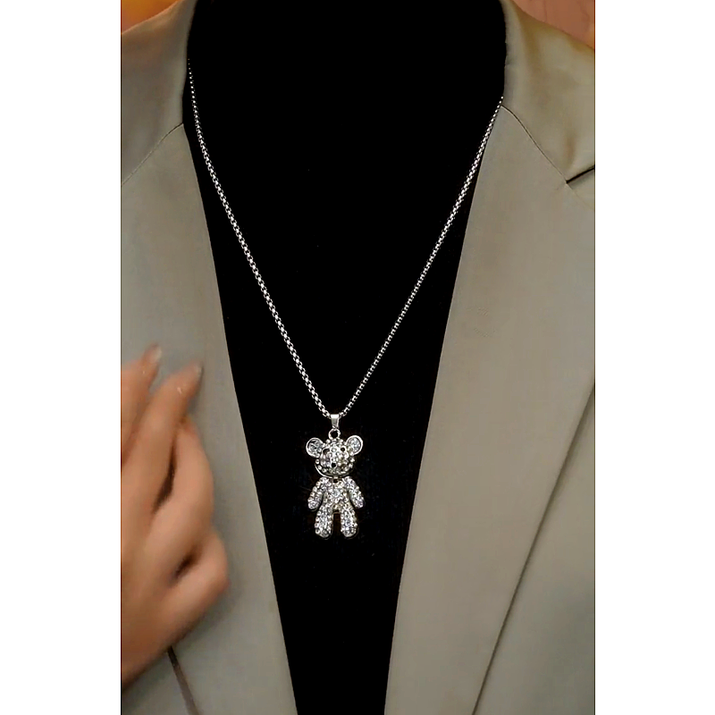 14K Gold-Plated Hip-Hop Bear Long Necklace