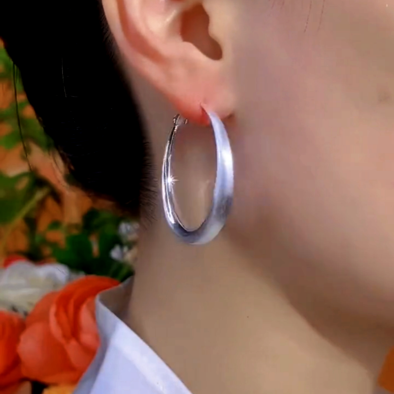 14K Gold-Plated Hollow Brushed Hoop Earrings