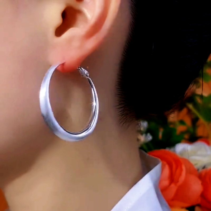 14K Gold-Plated Hollow Brushed Hoop Earrings