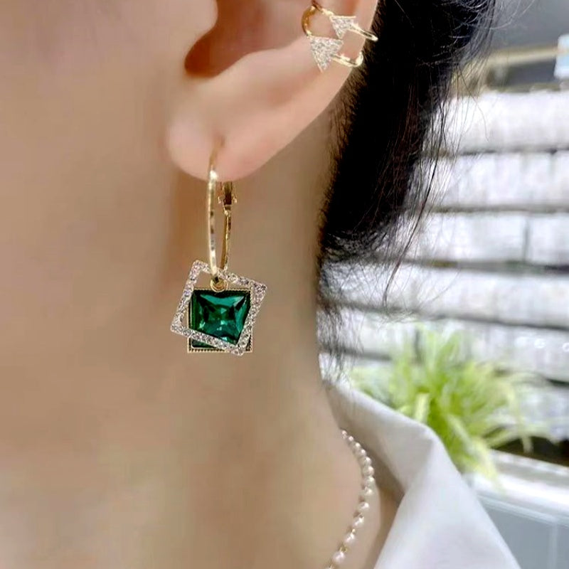 14K Gold-Plated Hollow Crystal Earrings