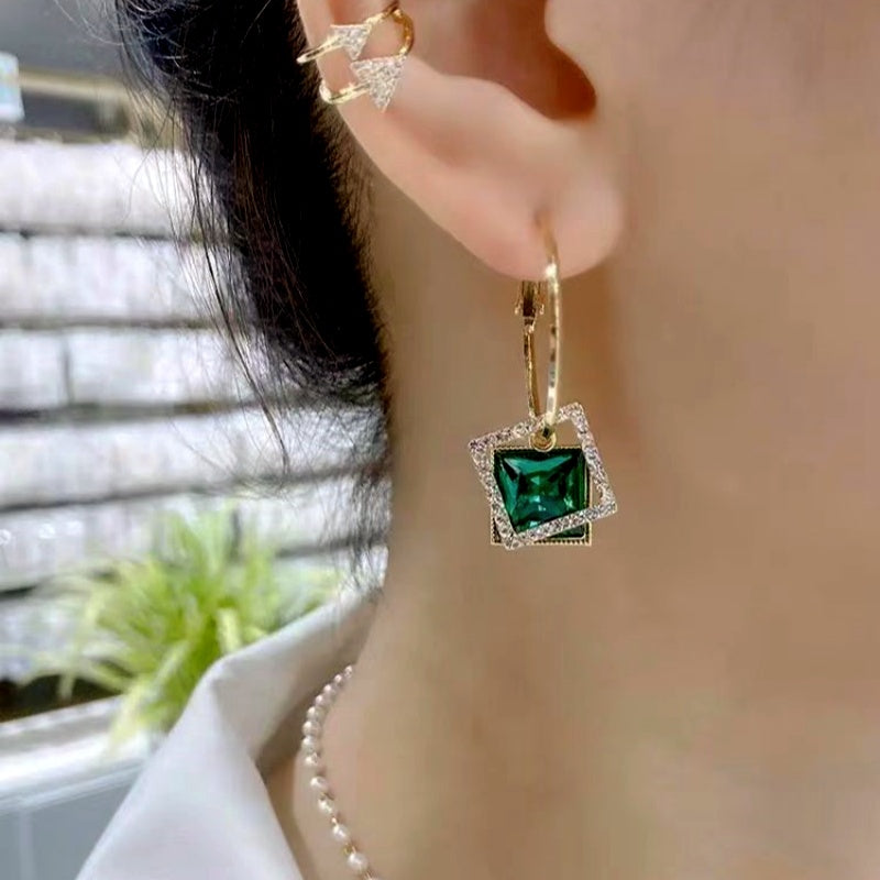 14K Gold-Plated Hollow Crystal Earrings