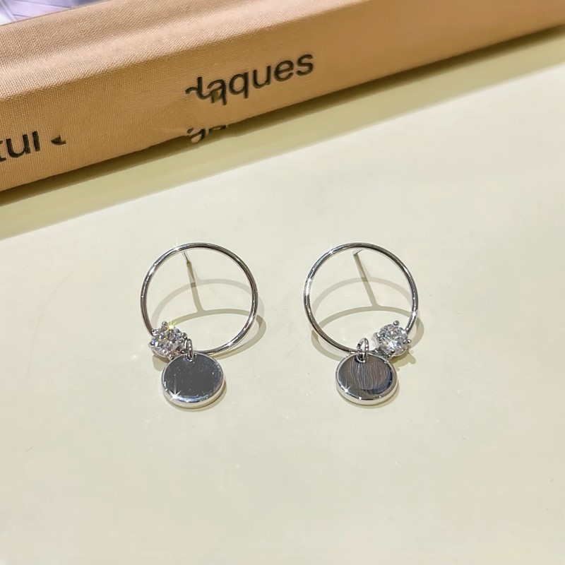 14K Gold-Plated Hollow Diamond Hoop Earrings
