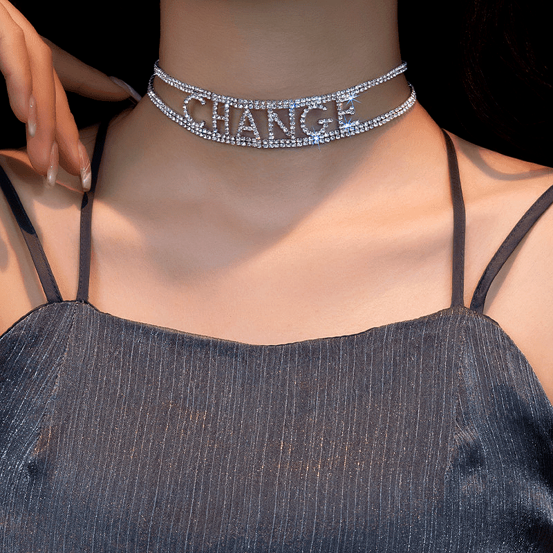 14K Gold-Plated Hollow Diamond Letter Necklaces