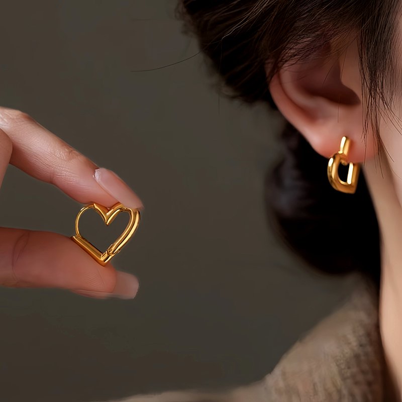 14K Gold-Plated Hollow Heart Earrings