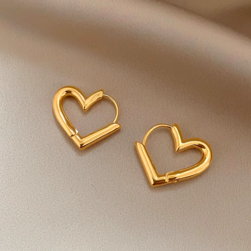 14K Gold-Plated Hollow Heart Earrings