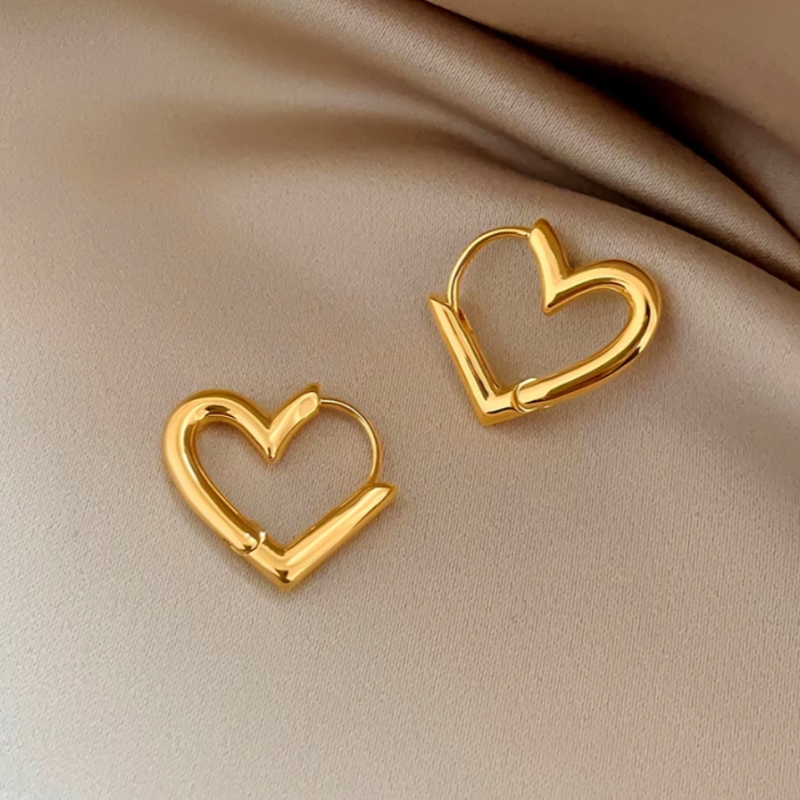 14K Gold-Plated Hollow Heart Earrings