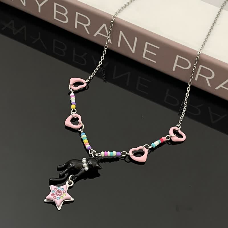 14K Gold-Plated Hollow Kitten Star And Heart Necklaces