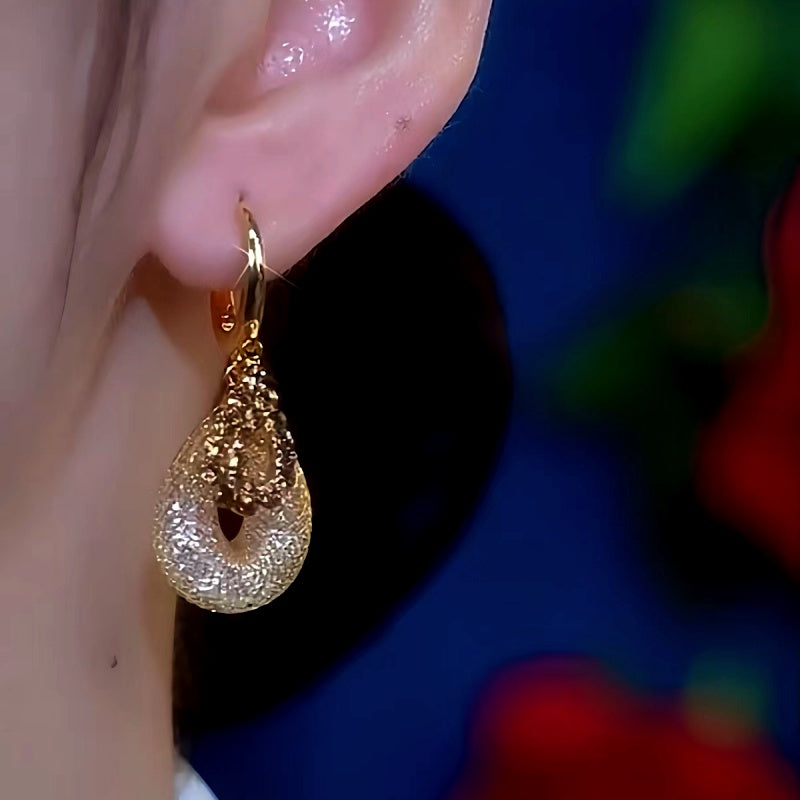14K Gold-Plated Hollow Mesh Wter Drop Earrings