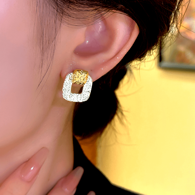 14K Gold-Plated Hollow Square Earrings