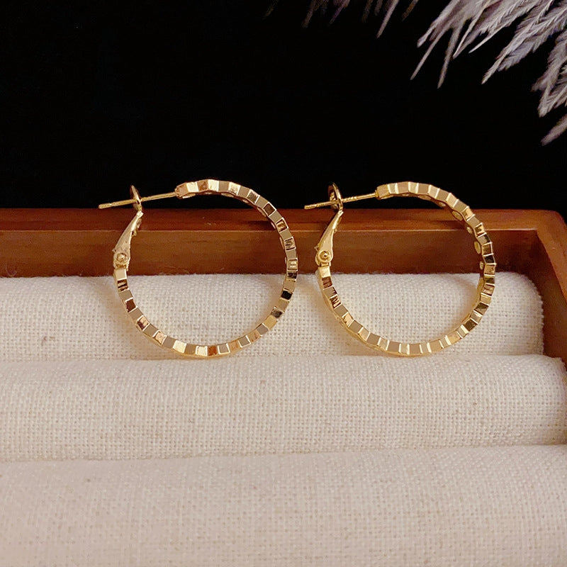 14K Gold-Plated Honeycomb Large Hoop Earrings