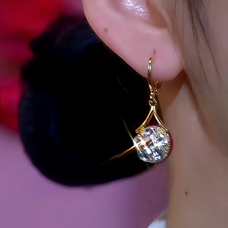 14K Gold-Plated Hot Style Zircon Water Drop Earrings
