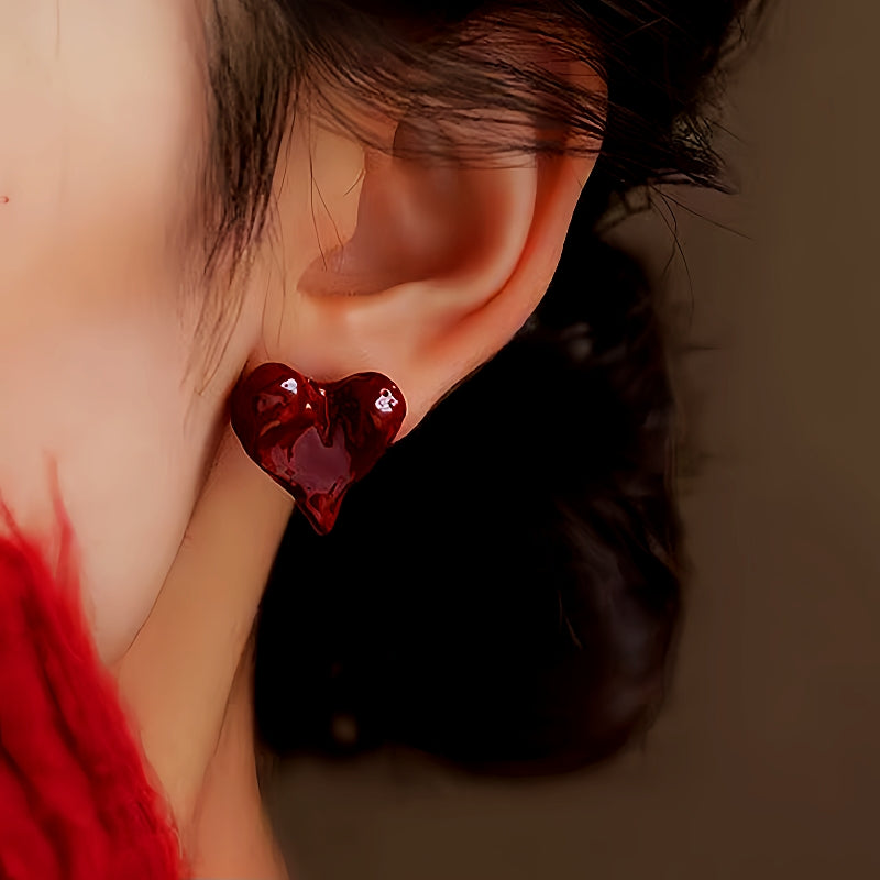 14K Gold-Plated Irregular Heart Stud Earrings