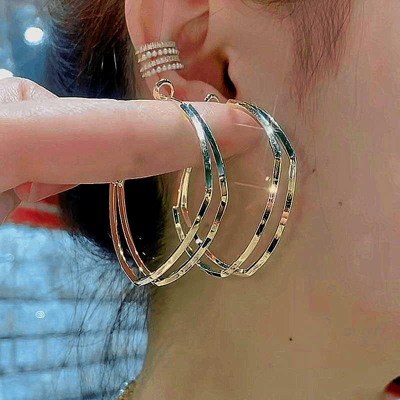 14K Gold-Plated Irregular Large Hoop Earrings