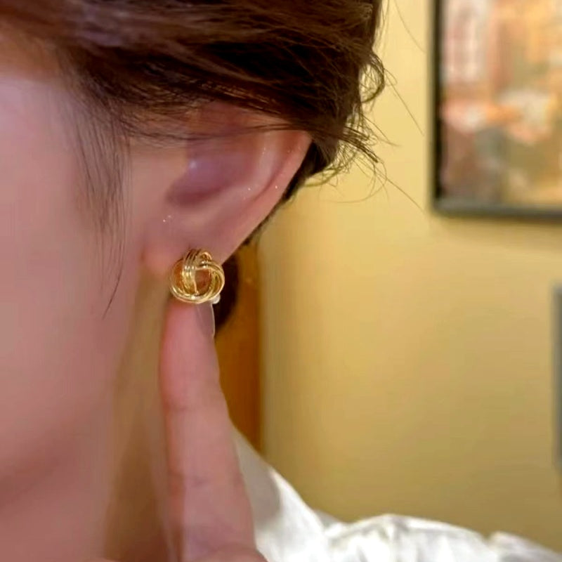 14K Gold-Plated Knotted Stud Earrings