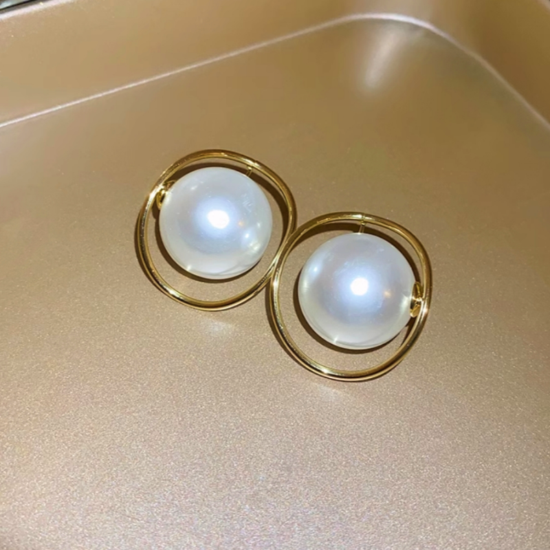 14K Gold-Plated Large Pearl Earrings