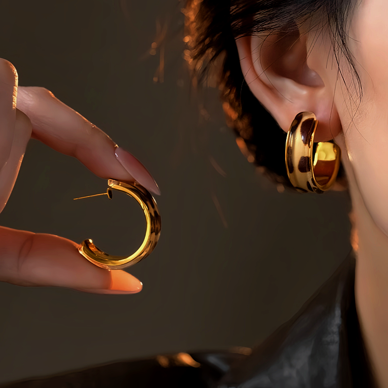 14K Gold-Plated Leopard Print C-Shaped Earrings