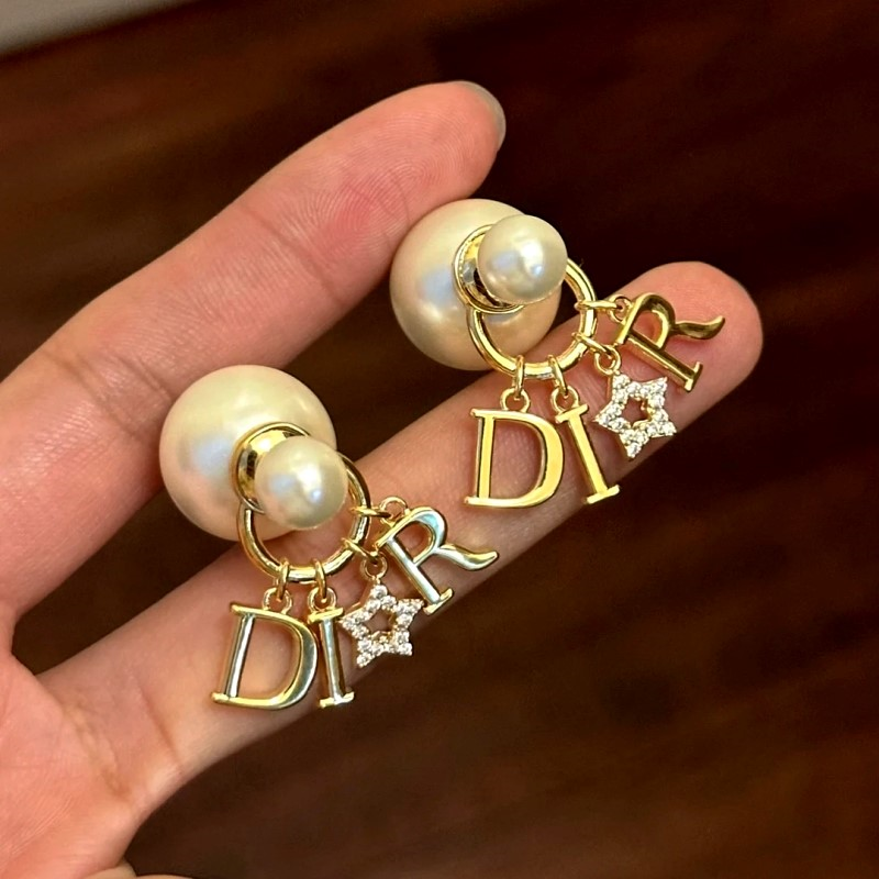 14K Gold-Plated Letter Pearl Jacket Earrings